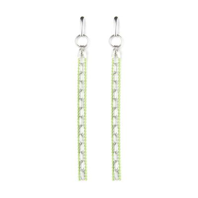 Boucles d'Oreilles Enfileuses Vertes et Argentées - GREEN DROP