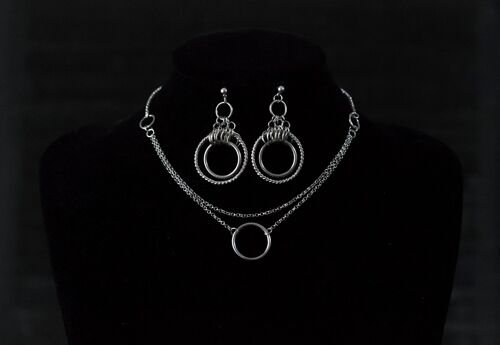 Hoop Jewelry Set: Necklace + Earrings