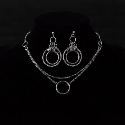 Hoop Jewelry Set: Necklace + Earrings