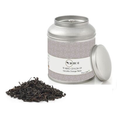 Ceylon Black Tea OP | Orange Pekoe Collection Black Tea - 90 Gr | English Breakfast in Whole Leaves | Loose English Breakfast Tea Metal Tin