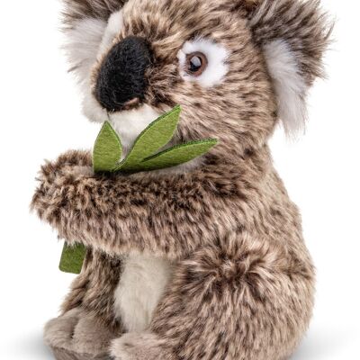 Koala with leaf, sitting - 16 cm (height) - Keywords: Exotic wild animal, koala bear, bear, Australia, plush, plush toy, stuffed animal, cuddly toy