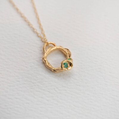 Smaragd- und Goldzweig-Kreis-Halskette (klein)