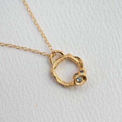 Collier cercle de branches d’aigue-marine et d’or (petit)