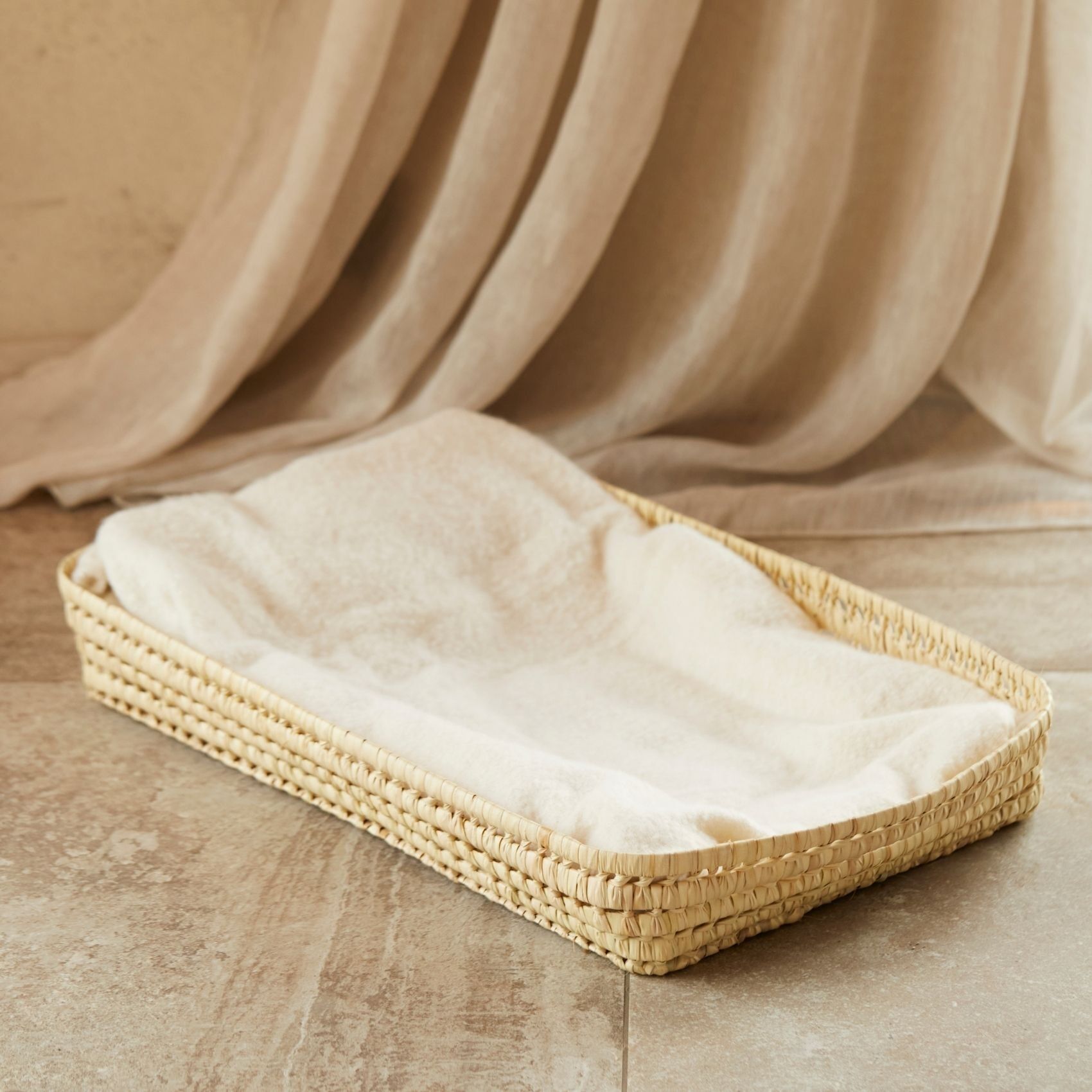 Cesto fasciatoio rettangolare in vimini