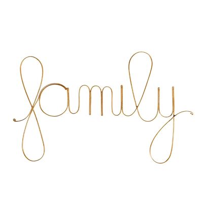 Golden brass wire word FAMILY