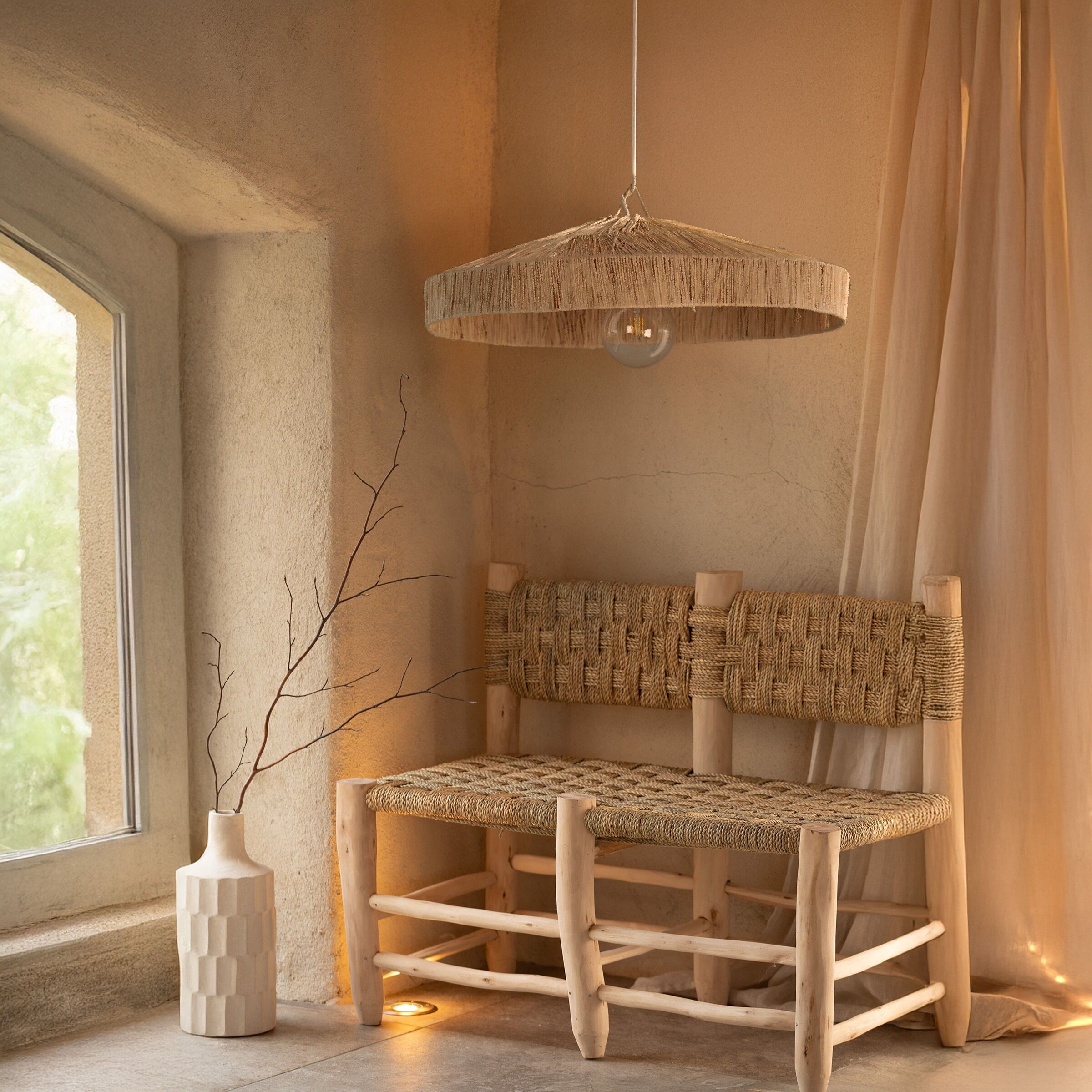 Japandi raffia parasol shade