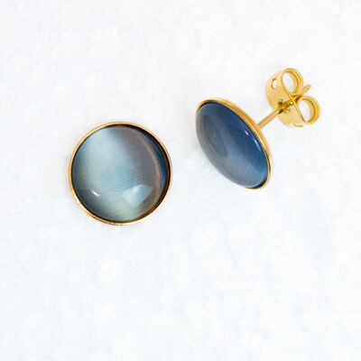 Ear studs, gold-plated, blue-gray (266.S1)