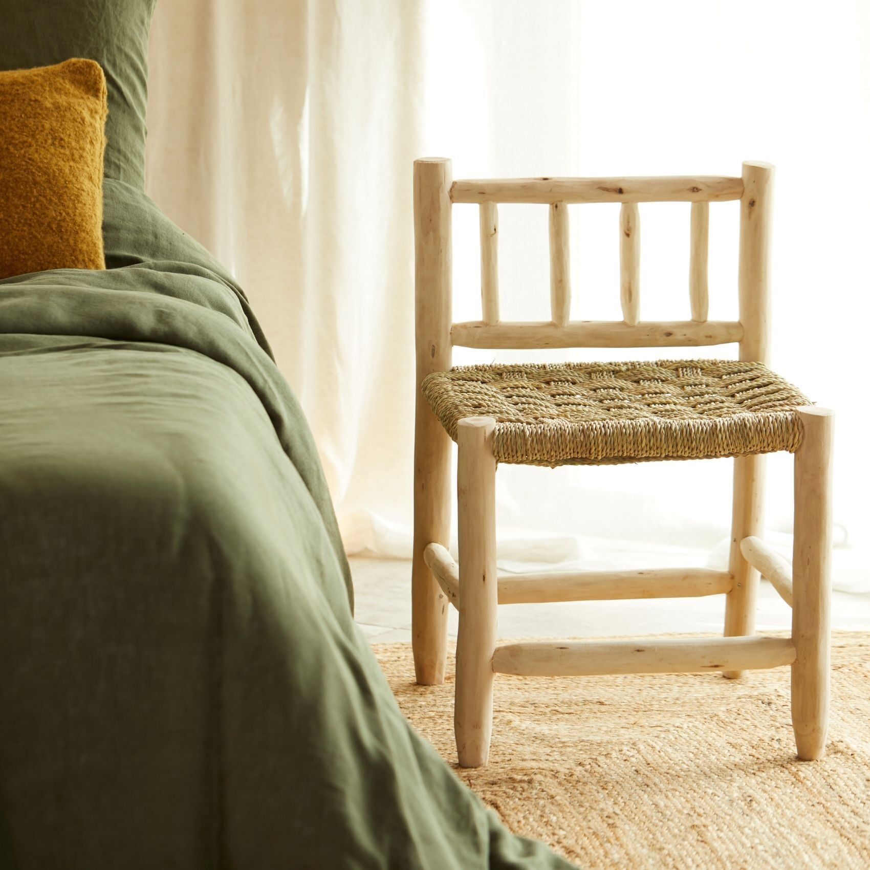 Stuhl aus Lorbeerholz und Doum