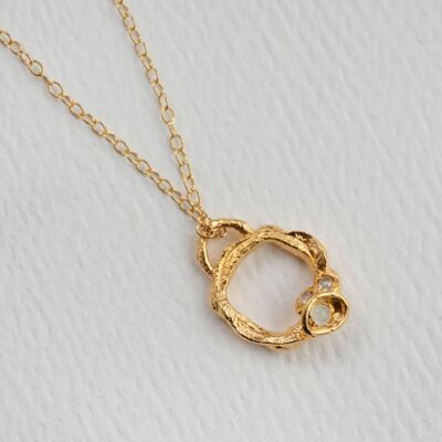 Collana circolare con pietra di luna e rami d'oro - Piccola