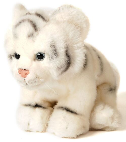 Weißer Tiger, sitzend - 19 cm (Höhe) - Keywords: Exotisches Wildtier, Plüsch, Plüschtier, Stofftier, Kuscheltier