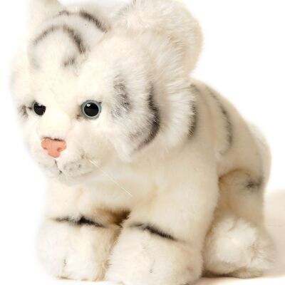 Tigre bianca, seduta - 19 cm (altezza) - Parole chiave: animale selvatico esotico, peluche, peluche, animale di peluche, peluche