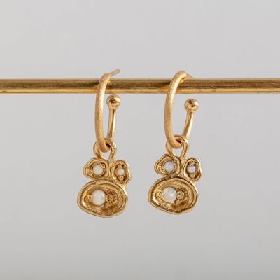 Boucles d'oreilles créoles opale et lichen doré