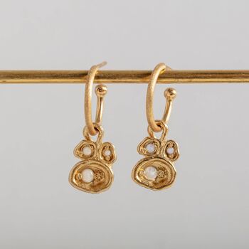 Boucles d'oreilles créoles opale et lichen doré 1