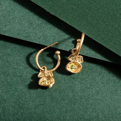 Pendientes Aros Liquen Peridoto y Oro Vermeil