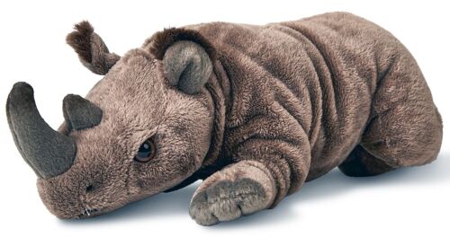 Nashorn, liegend - 32 cm (Länge) - Keywords: Exotisches Wildtier, Rhino, Rhinozeros, Plüsch, Plüschtier, Stofftier, Kuscheltier