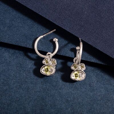 Pendientes Aros Peridoto y Liquen Plata