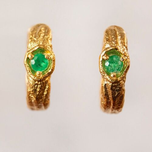 Emerald Gold Branch Hoop Earrings