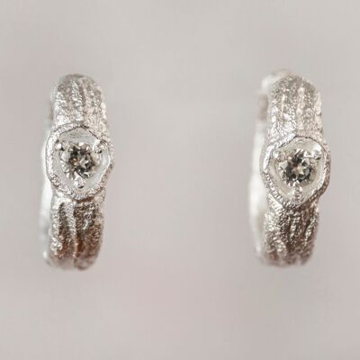 White Topaz Silver Branch Hoop Earrings