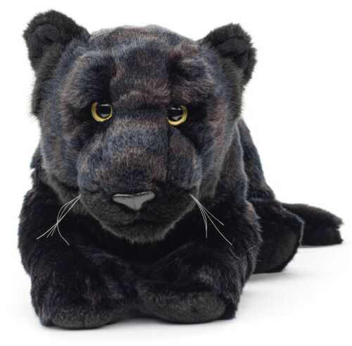 Schwarzer Panther, liegend - 44 cm (Länge) - Keywords: Exotisches Wildtier, Plüsch, Plüschtier, Stofftier, Kuscheltier