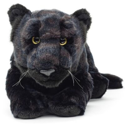 Pantera nera, sdraiata - 44 cm (lunghezza) - Parole chiave: animale selvatico esotico, peluche, peluche, animale di peluche, peluche