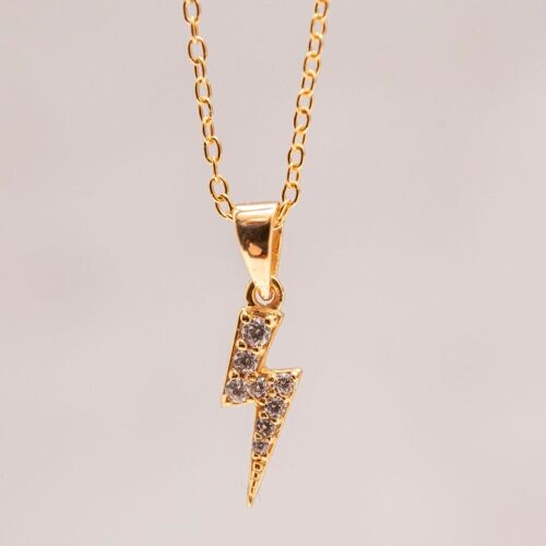 Sparkly Gold Lightning Bolt Necklace