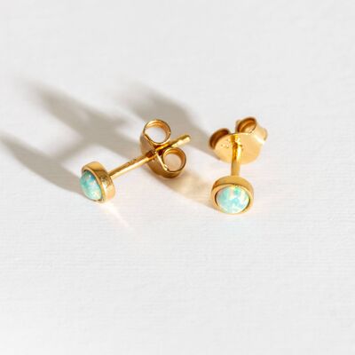 Boucles d'oreilles à tige en or et opale jaune lune