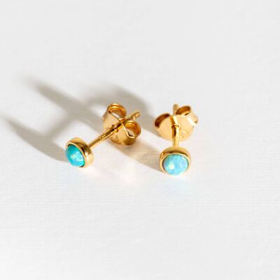 Boucles d'oreilles à tige en opale bleue et or