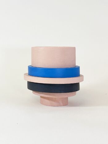 Pot Totemico moyen haut - Blush, cobalt et noir