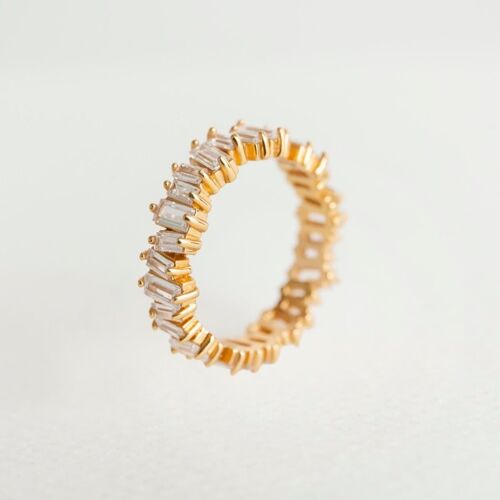 Statement Sparkly Gold Baguette Eternity Ring