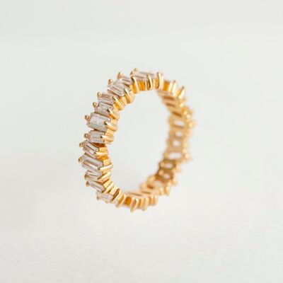 Statement-Ewigkeitsring mit funkelndem Gold-Baguette-Motiv