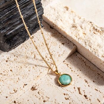 Collier Or Disque Amazonite 3