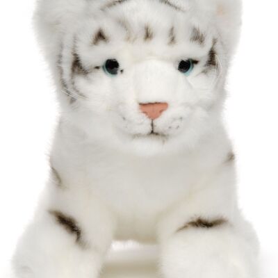 White tiger baby, sitting - 24 cm (length) - Keywords: Exotic wild animal, plush, plush toy, stuffed animal, cuddly toy