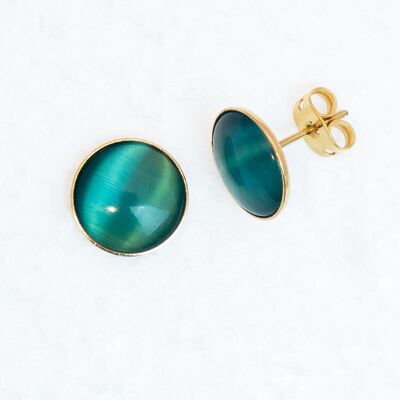 Ear studs, gold-plated, turquoise (266.S3)