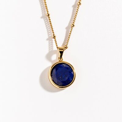 Collier disque d'or lapis-lazuli