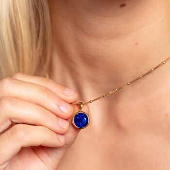 Collier disque d'or lapis-lazuli 3