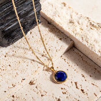 Collier disque d'or lapis-lazuli 4