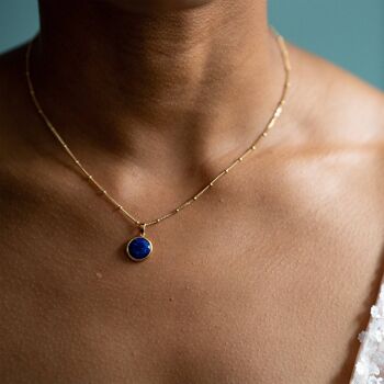 Collier disque d'or lapis-lazuli 6