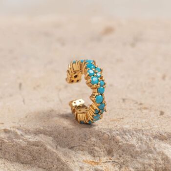 Bijou d'oreille Galaxy turquoise et vermeil doré 3