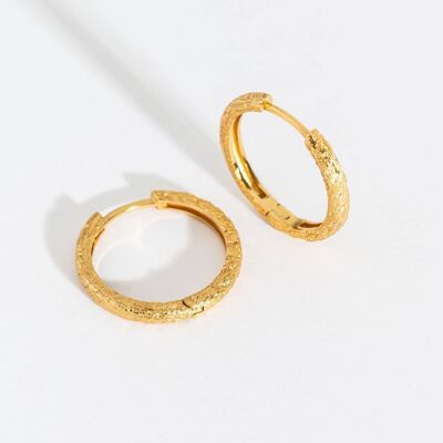 Antique-Textured Gold Large Hoop Earrings