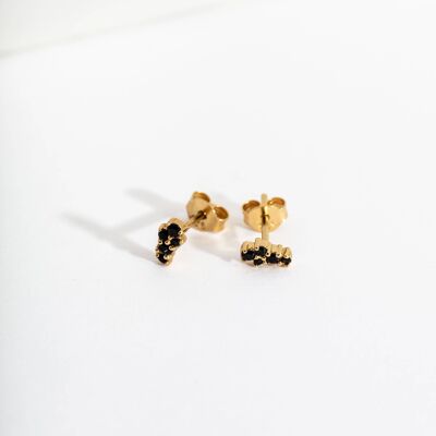 Mini aretes Galaxy negros y dorados