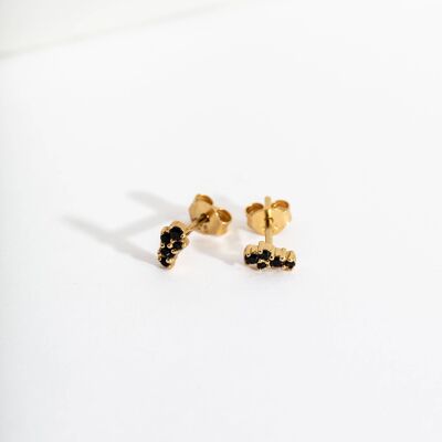 Mini boucles d'oreilles à tige Galaxy noires et dorées