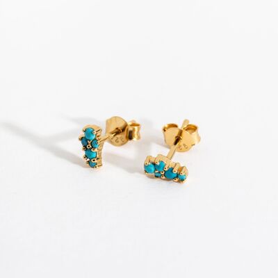 Mini boucles d'oreilles à tige turquoise et dorées Galaxy