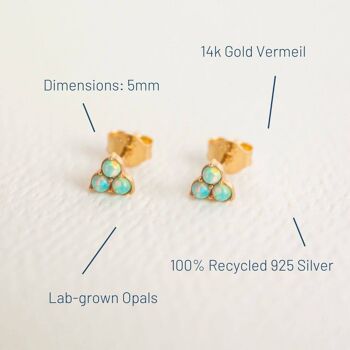 Mini boucles d'oreilles à tige en or triple opale 5
