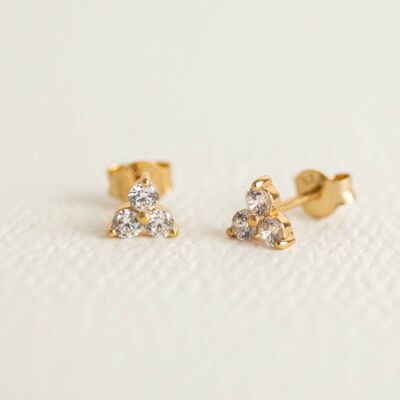 Triple Sparkly Gold Mini Stud Earrings