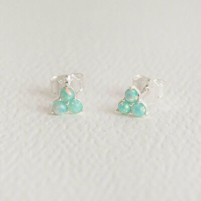 Mini orecchini a bottone in argento con triplo opale