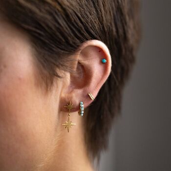Boucles d'oreilles à tige en forme de barre d'or à texture antique 2