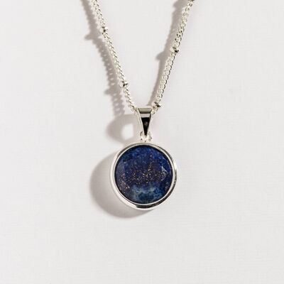 Collier disque d’argent Lapis Lazuli