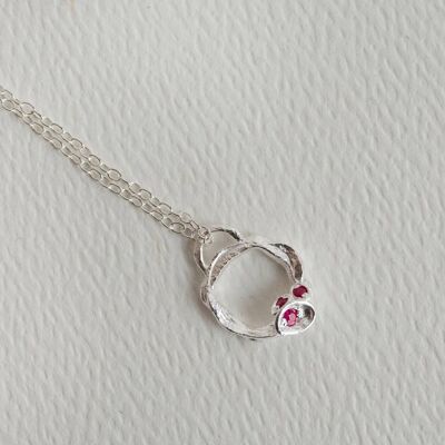 Collier Cercle Branche Rubis et Argent - Petit