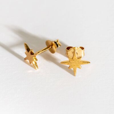 Boucles d'oreilles à tige étoile du Nord en or brossé