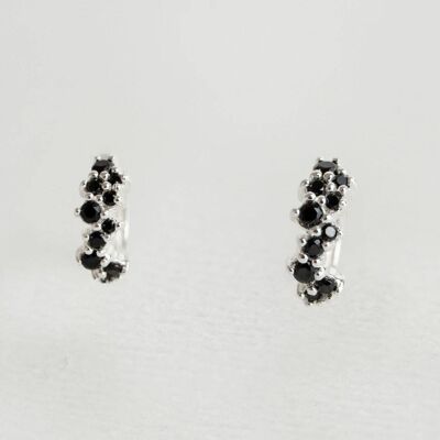 Black and Silver Galaxy Scatter Huggie Earrings